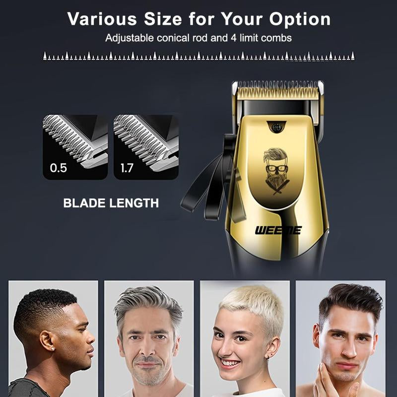 3-Piece Professional Blonde Hair Clipper & Trimmer Kit for Men - Usb-Rechargeable Barber Set Featuring LCD Display, Adjustable Blade Hair Clippers, and Professional Men'S Trimmer